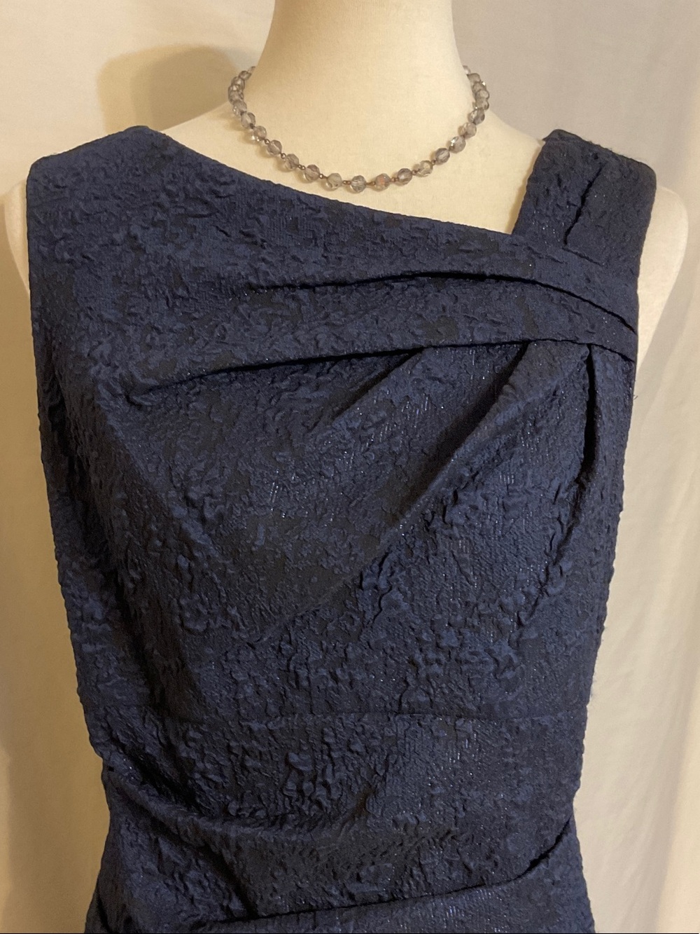 Adrianna Papell Dark Blue Brocade Sheath Dress - Picture 7 of 15